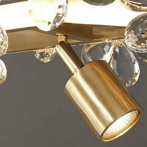 Blooming Crystal Flower Modern Pendant Light - Brushed Brass Cylindrical Direct Spotlight Mechanism | HoaiLamp