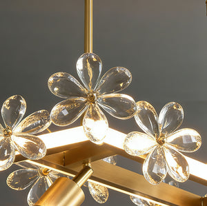 Blooming Crystal Flower Modern Pendant Light - Side Profile Glass Blossom Organic Cluster Macro | HoaiLamp