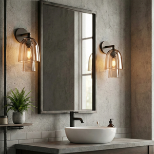 Bloomz Glass Flute Sconce - Concrete Bathroom Vanity Vessel Sink Mirror | HoaiLamp