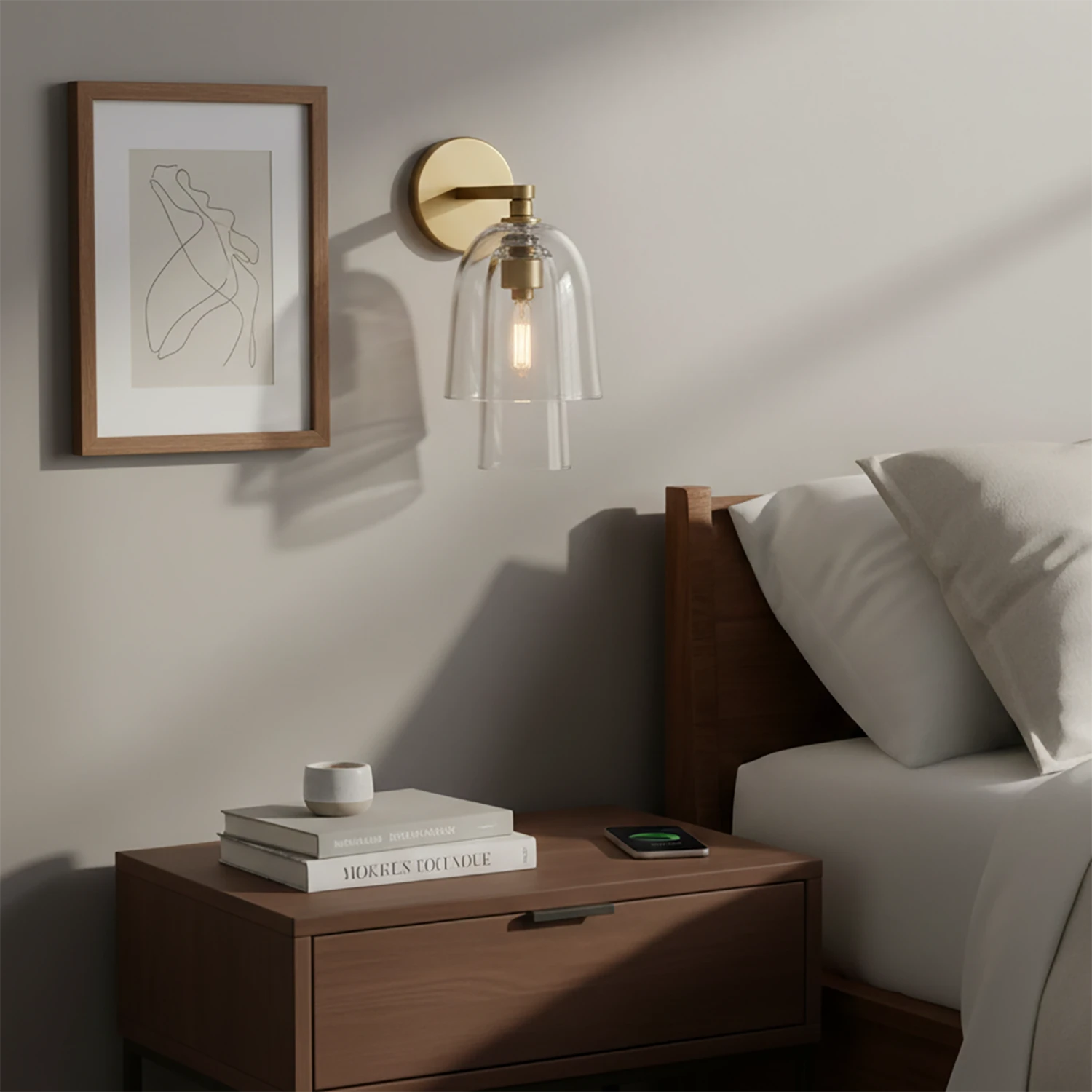 Bloomz Glass Flute Sconce - Cozy Master Bedroom Headboard Bedside Lighting | HoaiLamp
