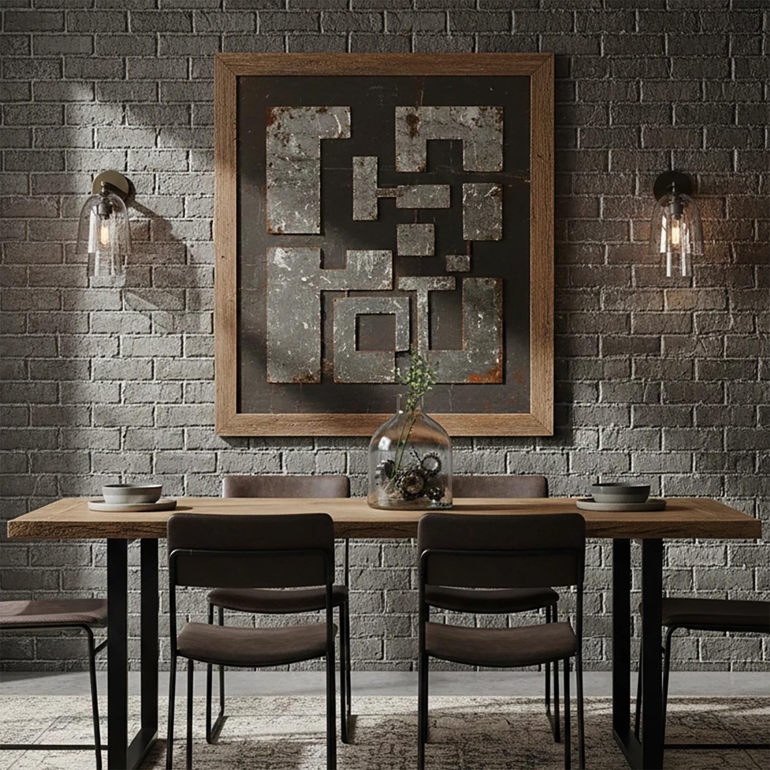 Bloomz Glass Flute Sconce - Industrial Brick Wall Dining Room Framed Art | HoaiLamp