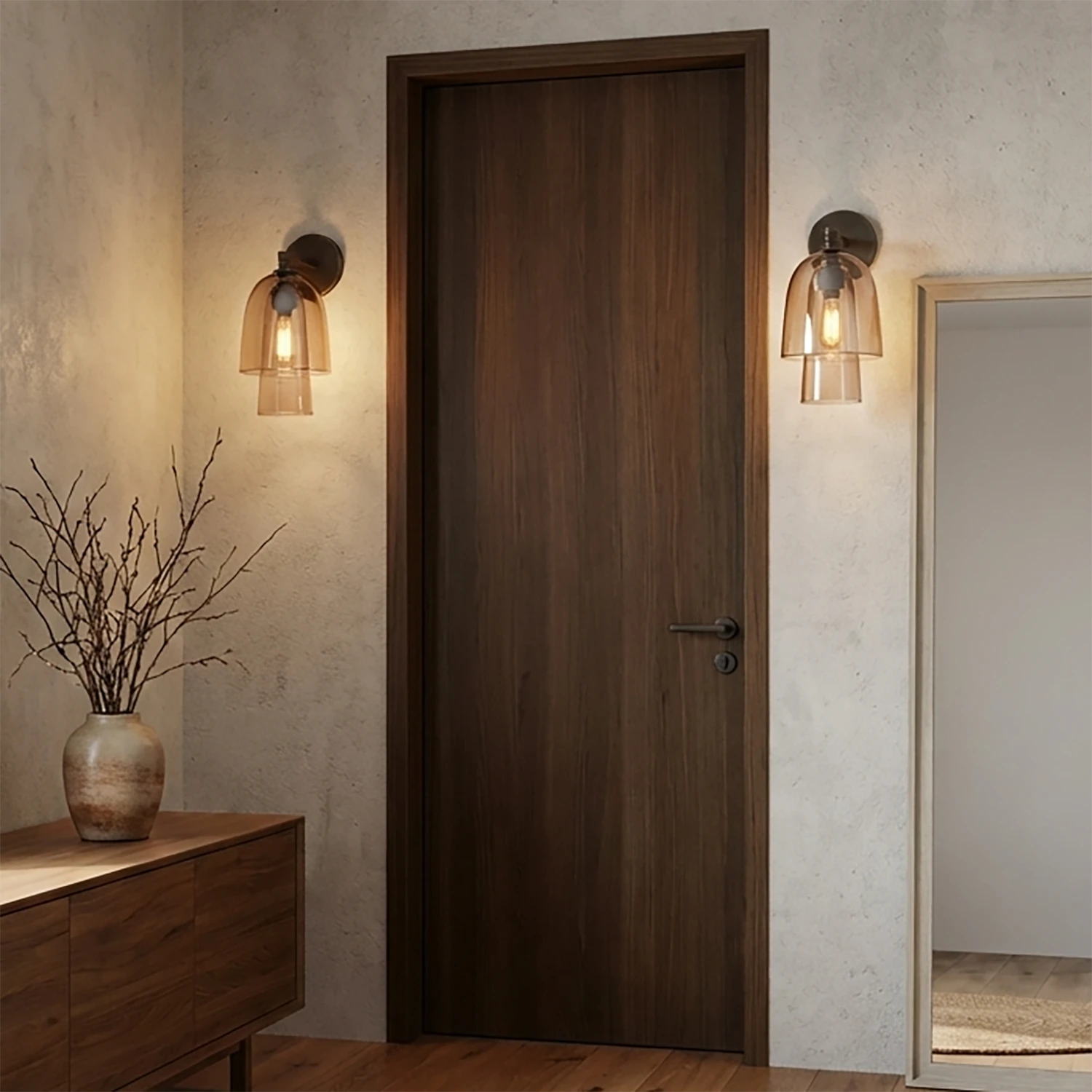 Bloomz Glass Flute Sconce - Luxury Entryway Wooden Door Foyer Flanking | HoaiLamp
