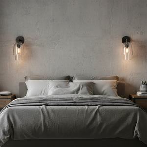 Bloomz Glass Flute Sconce - Modern Grey Bedroom Symmetrical Bedside Lighting | HoaiLamp