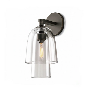 Bloomz Glass Flute Sconce - Studio Matte Black Clear Glass Flute Profile | HoaiLamp