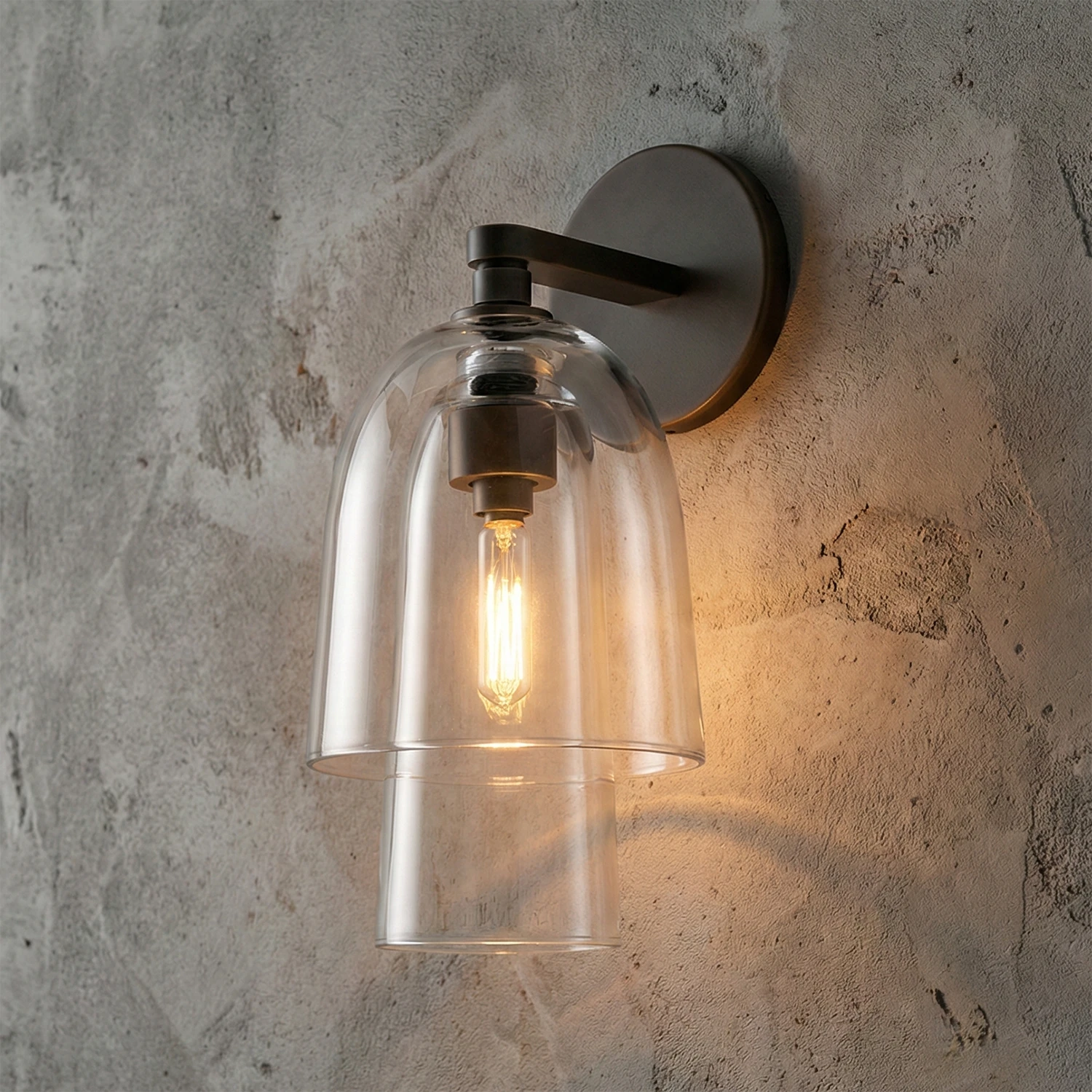 Bloomz Glass Flute Sconce - Studio Matte Black Finish Clear Glass Shade | HoaiLamp