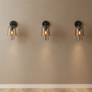 Bloomz Glass Flute Sconce - Studio Three In A Row Matte Black Specification | HoaiLamp
