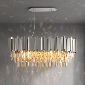 Bourbons Alphonsus Crystal Chandelier - Chrome Linear Illuminated Glow | HoaiLamp