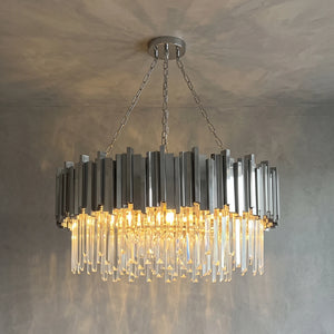 Bourbons Alphonsus Crystal Chandelier - Chrome Round Illuminated Glow | HoaiLamp