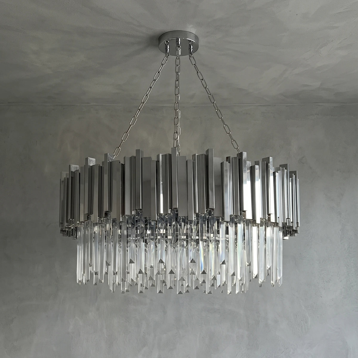 Bourbons Alphonsus Crystal Chandelier - Chrome Round Unlit | HoaiLamp