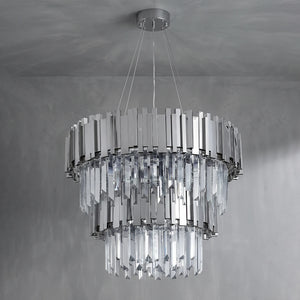 Bourbons Alphonsus Crystal Chandelier - Chrome Tiered Unlit | HoaiLamp