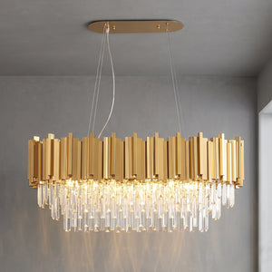 Bourbons Alphonsus Crystal Chandelier - Gold Linear Illuminated Glow | HoaiLamp