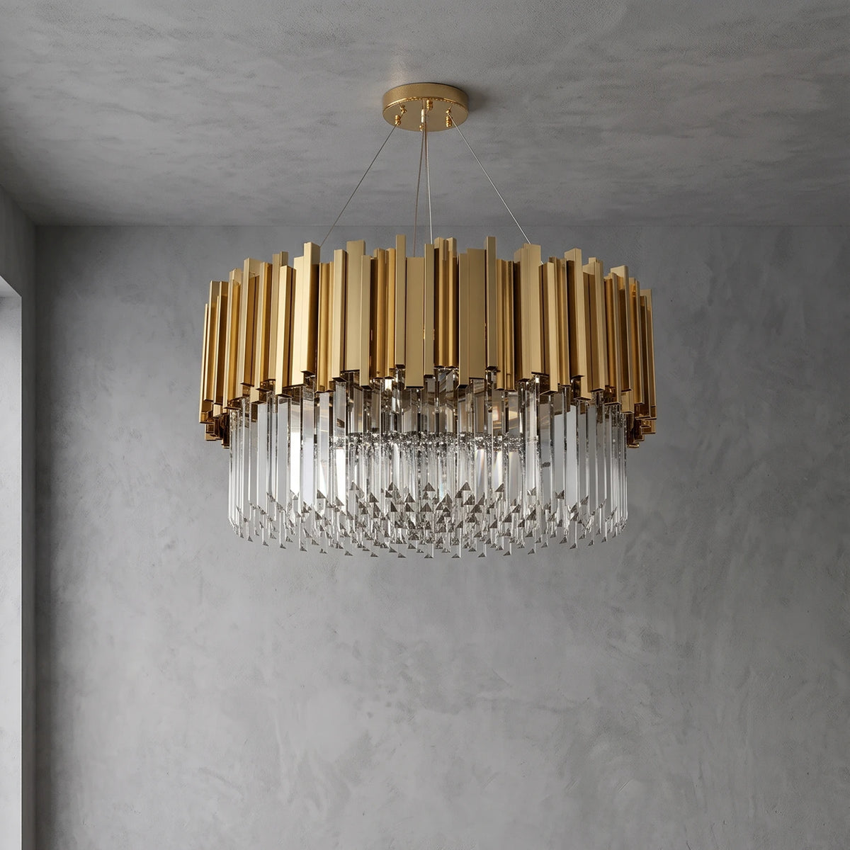 Bourbons Alphonsus Crystal Chandelier - Gold Round Unlit | HoaiLamp