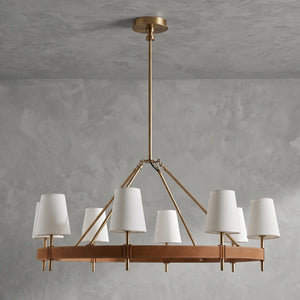 Bramley Leather & Copper Chandelier - Round 8 Light Illuminated Glow | HoaiLamp