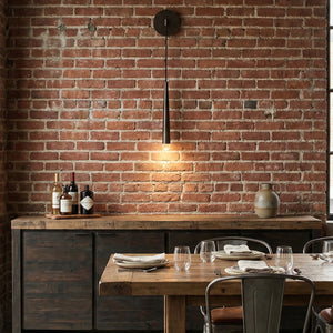 Brass Spinal Tube Crystal Wall Lamp - Industrial Loft Red Brick Wall Kitchen Dining Counter | HoaiLamp