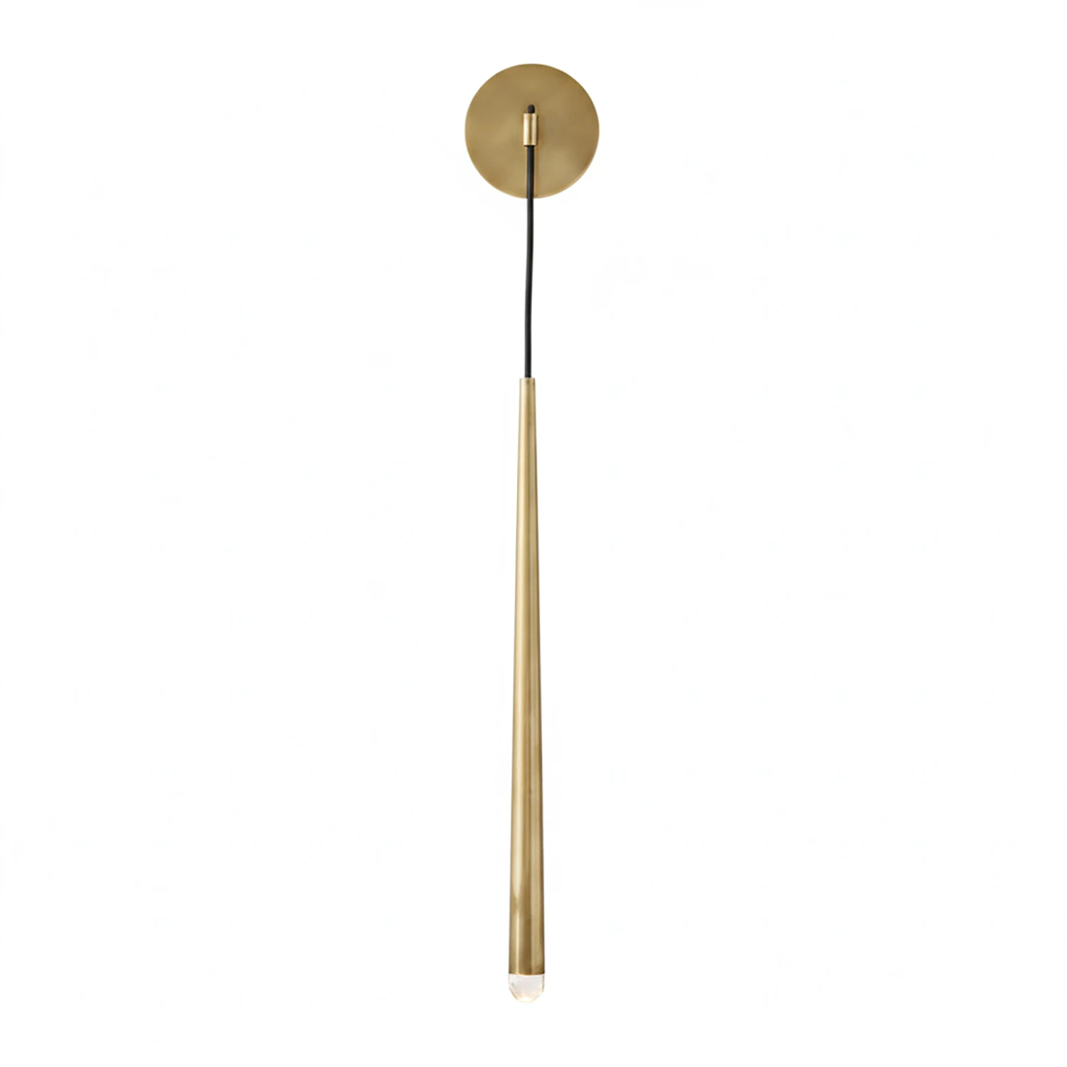 Brass Spinal Tube Crystal Wall Lamp - Studio White Background Unlit Brushed Gold | HoaiLamp