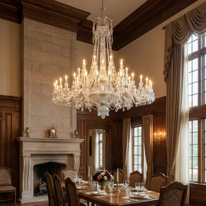 Brilliant Starry Crystal Chandelier - Dark Wood Luxury Dining Aesthetic | HoaiLamp