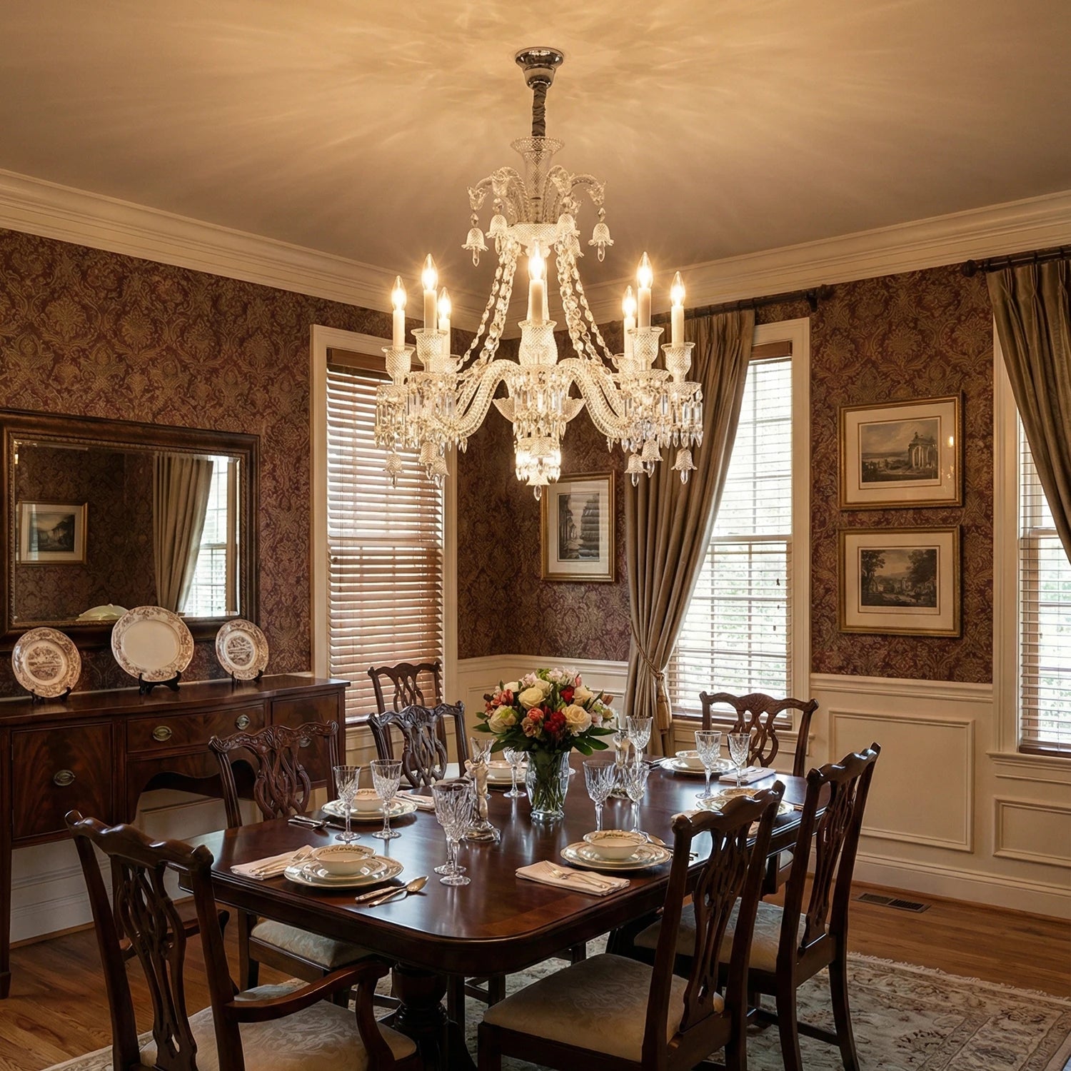 Brilliant Starry Crystal Chandelier - Traditional Formal Dining Room | HoaiLamp