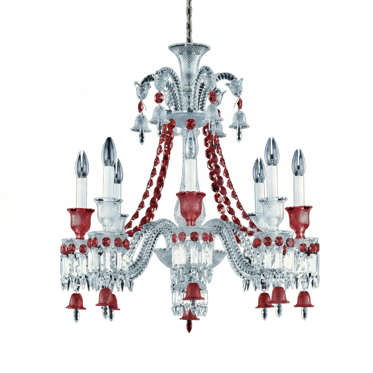 Brilliant Starry Crystal Chandelier - Crimson Single Tier Candle Style | HoaiLamp