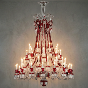 Brilliant Starry Crystal Chandelier - Brilliant Crimson Glass Reflections | HoaiLamp