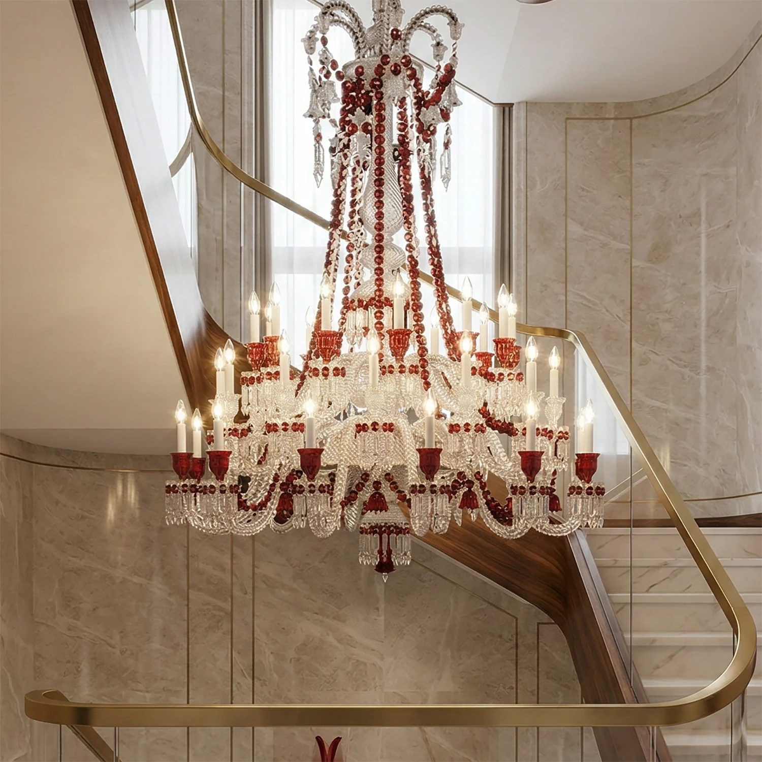 Brilliant Starry Crystal Chandelier - Marble Entryway Luxury Interior Design | HoaiLamp