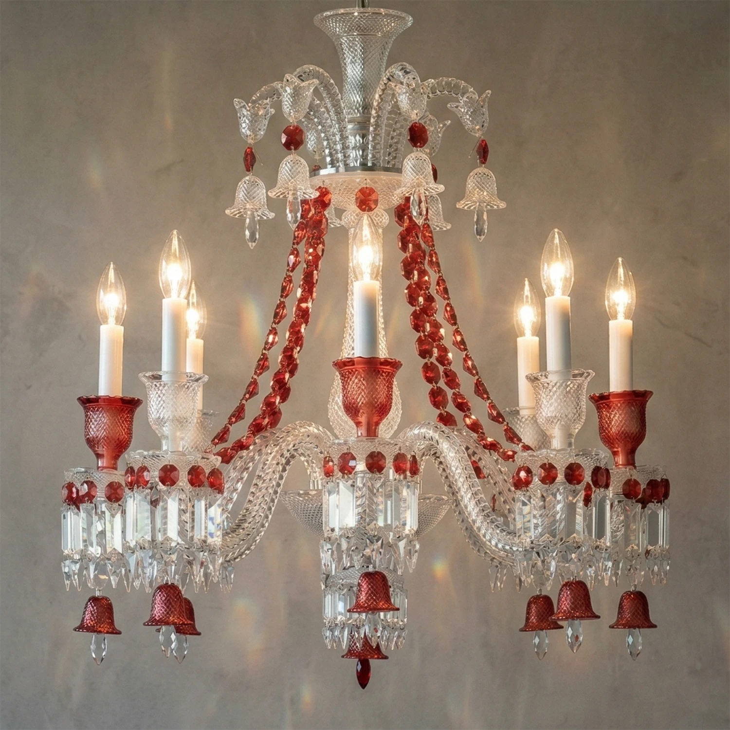 Brilliant Starry Crystal Chandelier - Vibrant Red Crystal Glass Detail | HoaiLamp