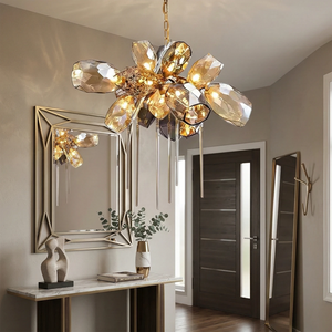 Britannica Luxury Stained Glass Chandelier - Contemporary Hallway Entry Console Table Decor | HoaiLamp