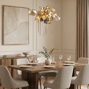 Britannica Luxury Stained Glass Chandelier - Creamy Warm Dining Area Contemporary Abstract Art | HoaiLamp