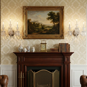 Caelum Apex Crystal Wall Lamp - Vintage Mahogany Fireplace Ambiance | HoaiLamp