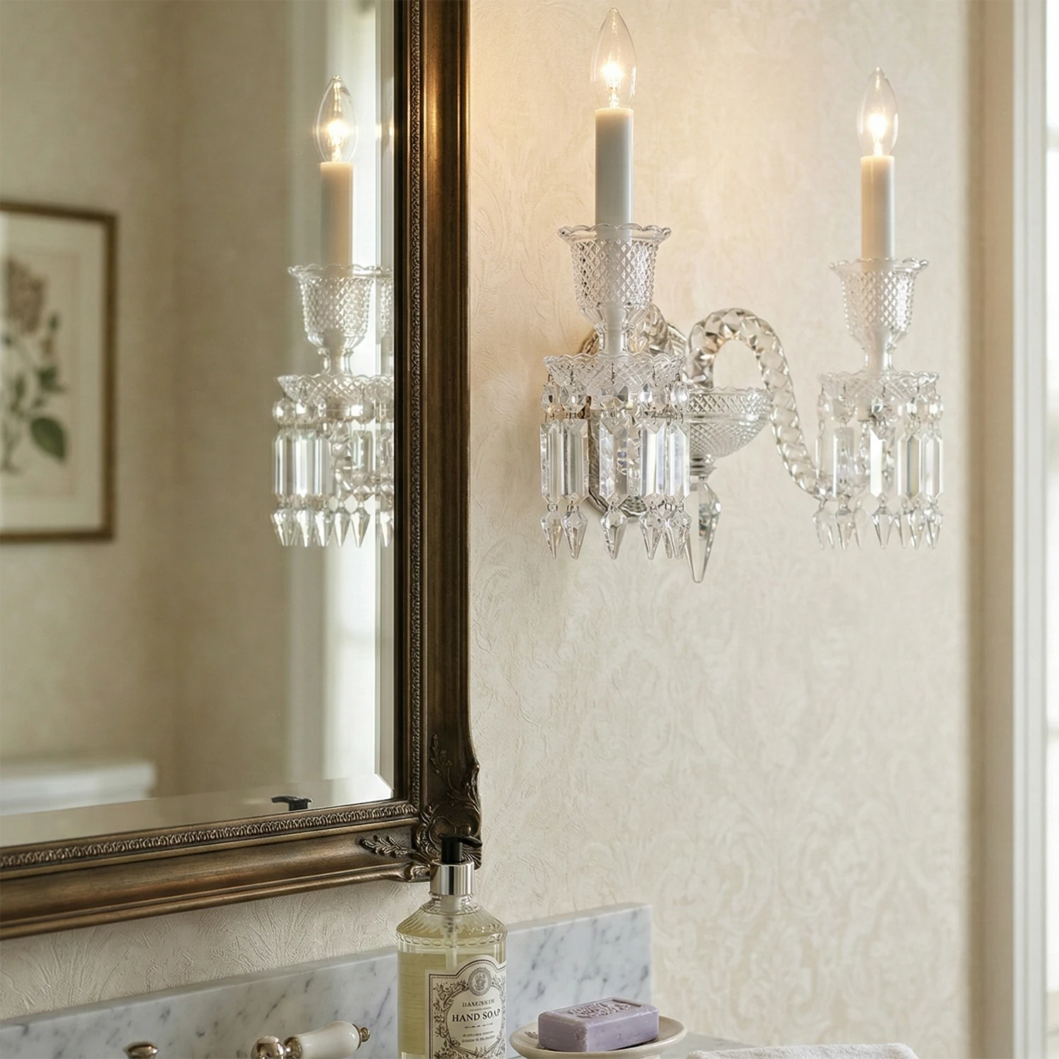 Caelum Apex Crystal Wall Lamp - Elegant Bathroom Vanity Sconce | HoaiLamp