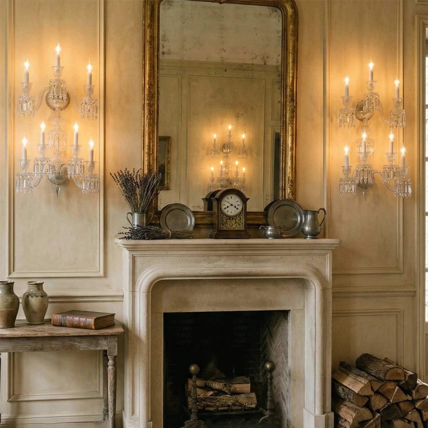 Caelum Apex Crystal Wall Lamp - Classical French Mansion Interior | HoaiLamp