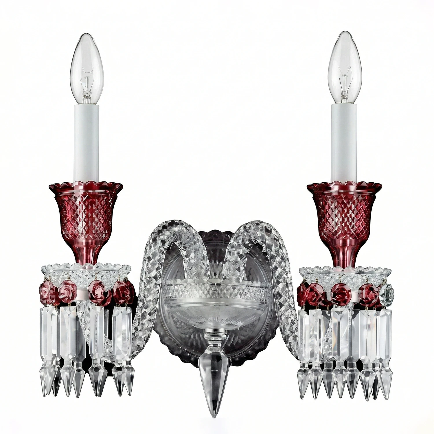 Caelum Apex Red Crystal Wall Lamp - Two-Arm Studio Product View | HoaiLamp