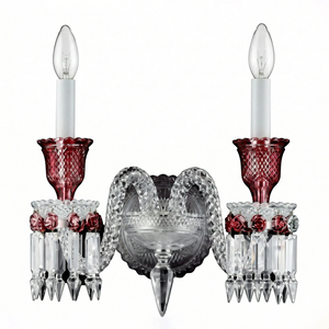 Caelum Apex Red Crystal Wall Lamp - Two-Arm Studio Product View | HoaiLamp