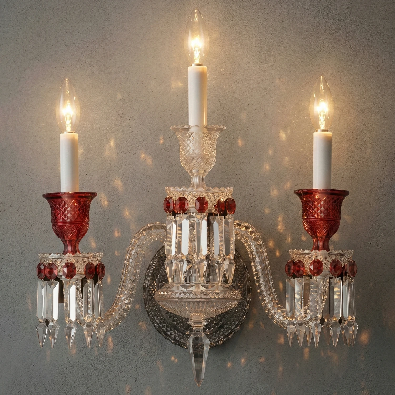Caelum Apex Red Crystal Wall Lamp - Translucent Prismatic Crystals | HoaiLamp