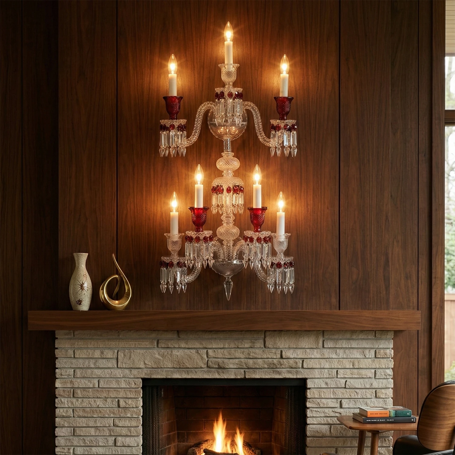 Caelum Apex Red Crystal Wall Lamp - Classic Mantelpiece Ambient Glow | HoaiLamp