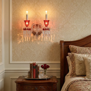 Caelum Apex Red Crystal Wall Lamp - Elegant Bedside Luxury Lighting | HoaiLamp