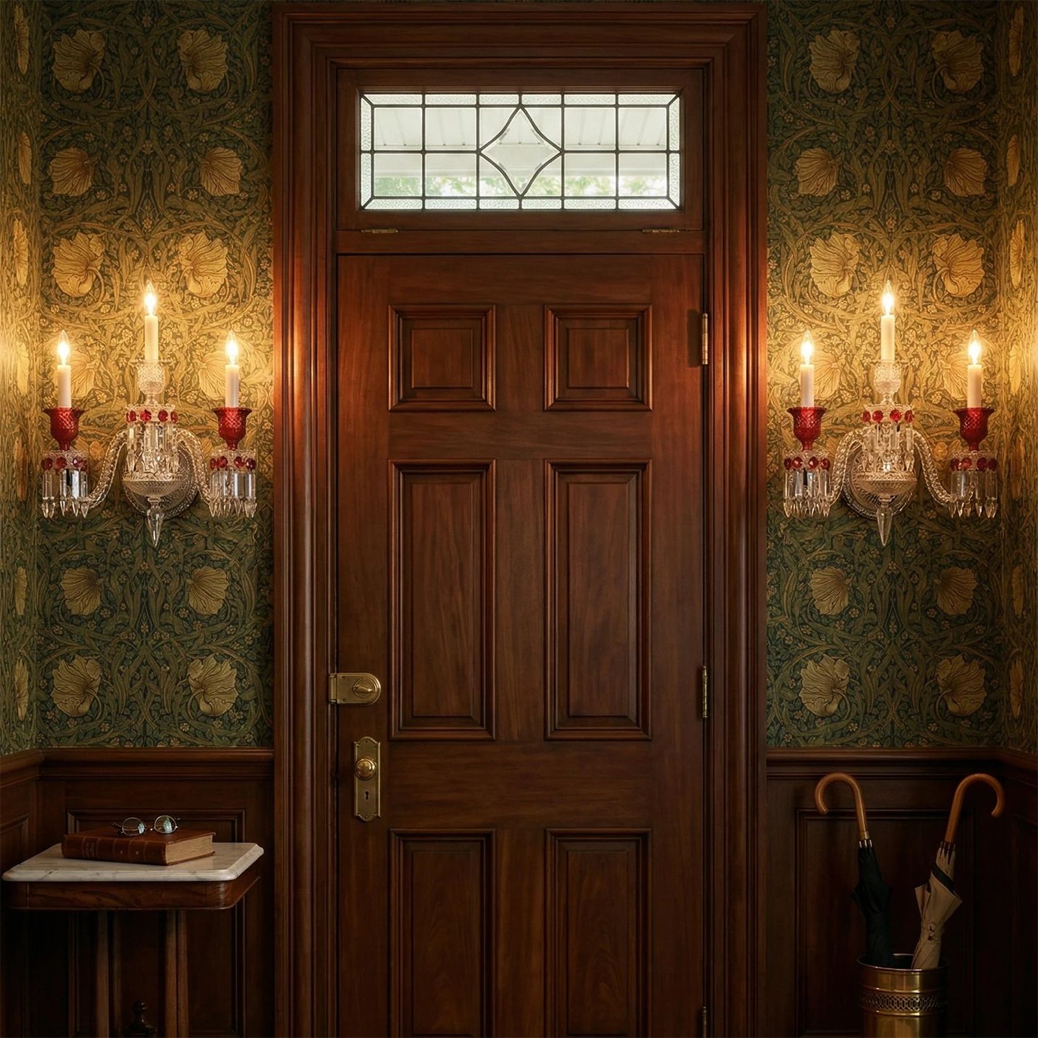 Caelum Apex Red Crystal Wall Lamp - Noble Entrance Doorway Lighting | HoaiLamp