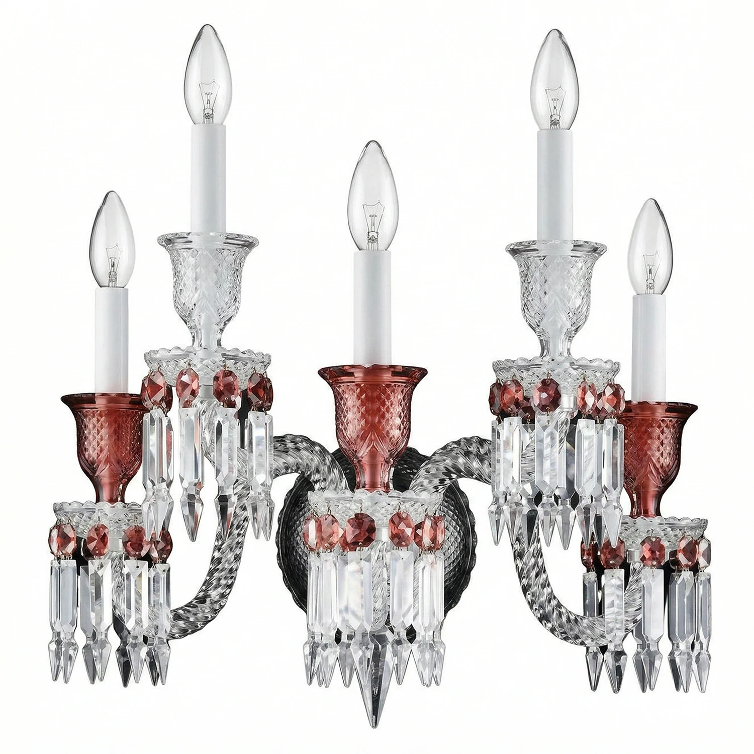 Caelum Apex Red Crystal Wall Lamp - Ornate Multi-Light Design | HoaiLamp