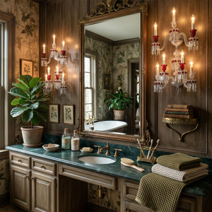 Caelum Apex Red Crystal Wall Lamp - Sophisticated Vanity Area Light | HoaiLamp
