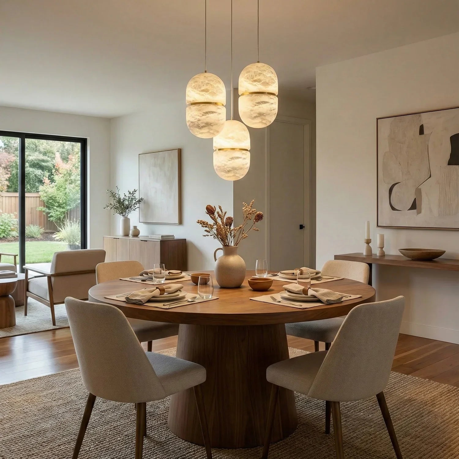 Capsule Shaped Alabaster Oval Pendant Lamp