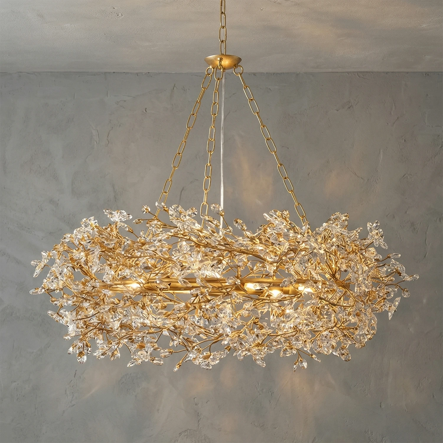 Celestial Bloom Chandelier - Golden Amber Sanctuary | HoaiLamp