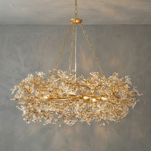 Celestial Bloom Chandelier - Golden Amber Sanctuary | HoaiLamp