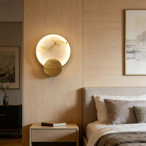 Celestial Jupiter Natural Alabaster Wall Sconce - Cozy Cream Toned Bedside Light | HoaiLamp