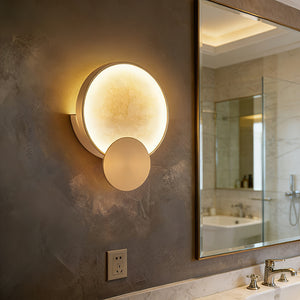 Celestial Jupiter Natural Alabaster Wall Sconce - Luxury Marble Bathroom Vanity | HoaiLamp