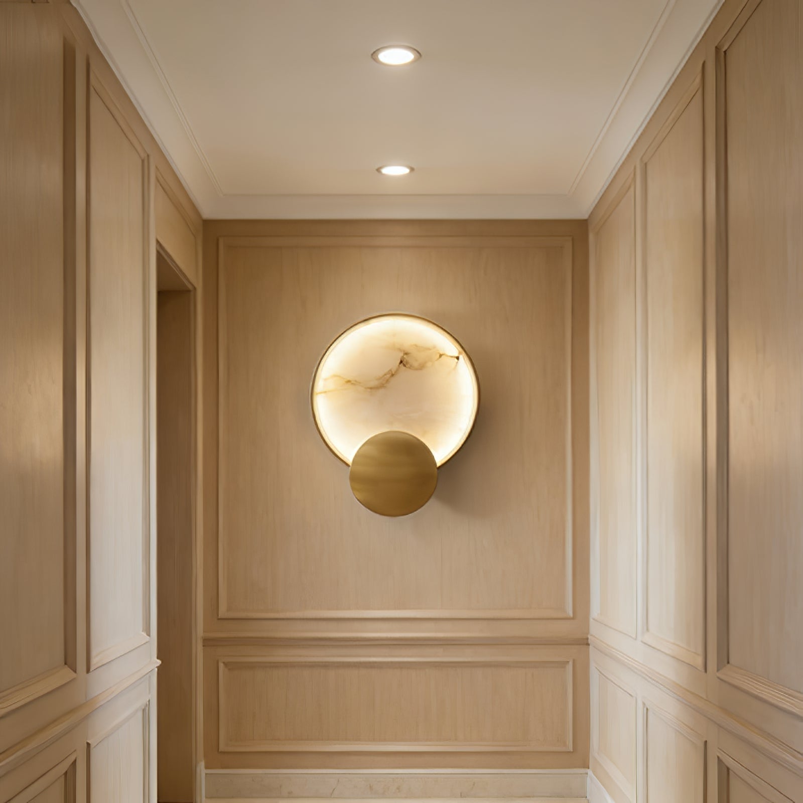 Celestial Jupiter Natural Alabaster Wall Sconce - Minimalist Corridor Passage Lighting | HoaiLamp