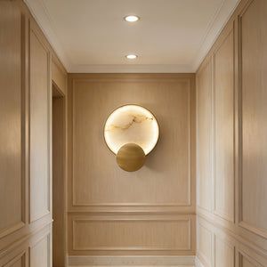 Celestial Jupiter Natural Alabaster Wall Sconce - Minimalist Corridor Passage Lighting | HoaiLamp