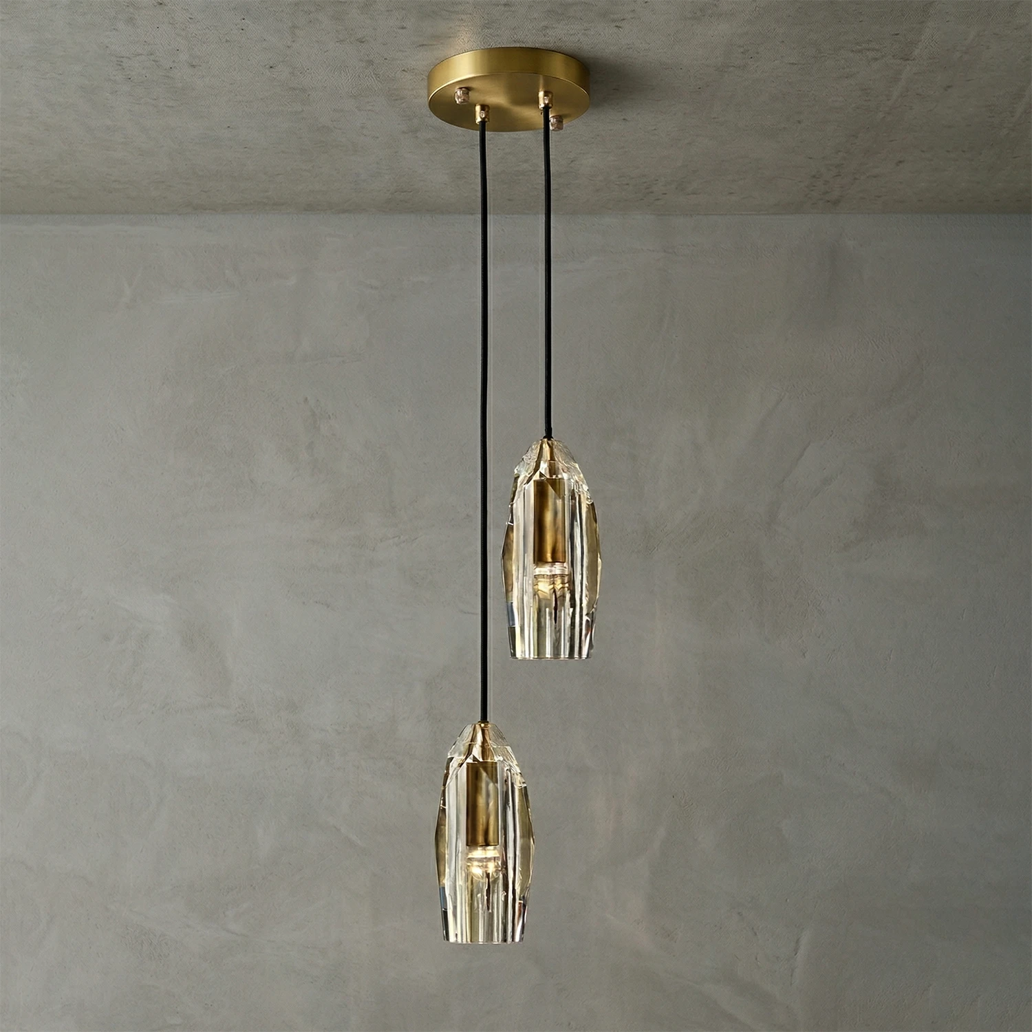 Chatelet Crystal Pendant - Studio Grey Vertical Duo | HoaiLamp