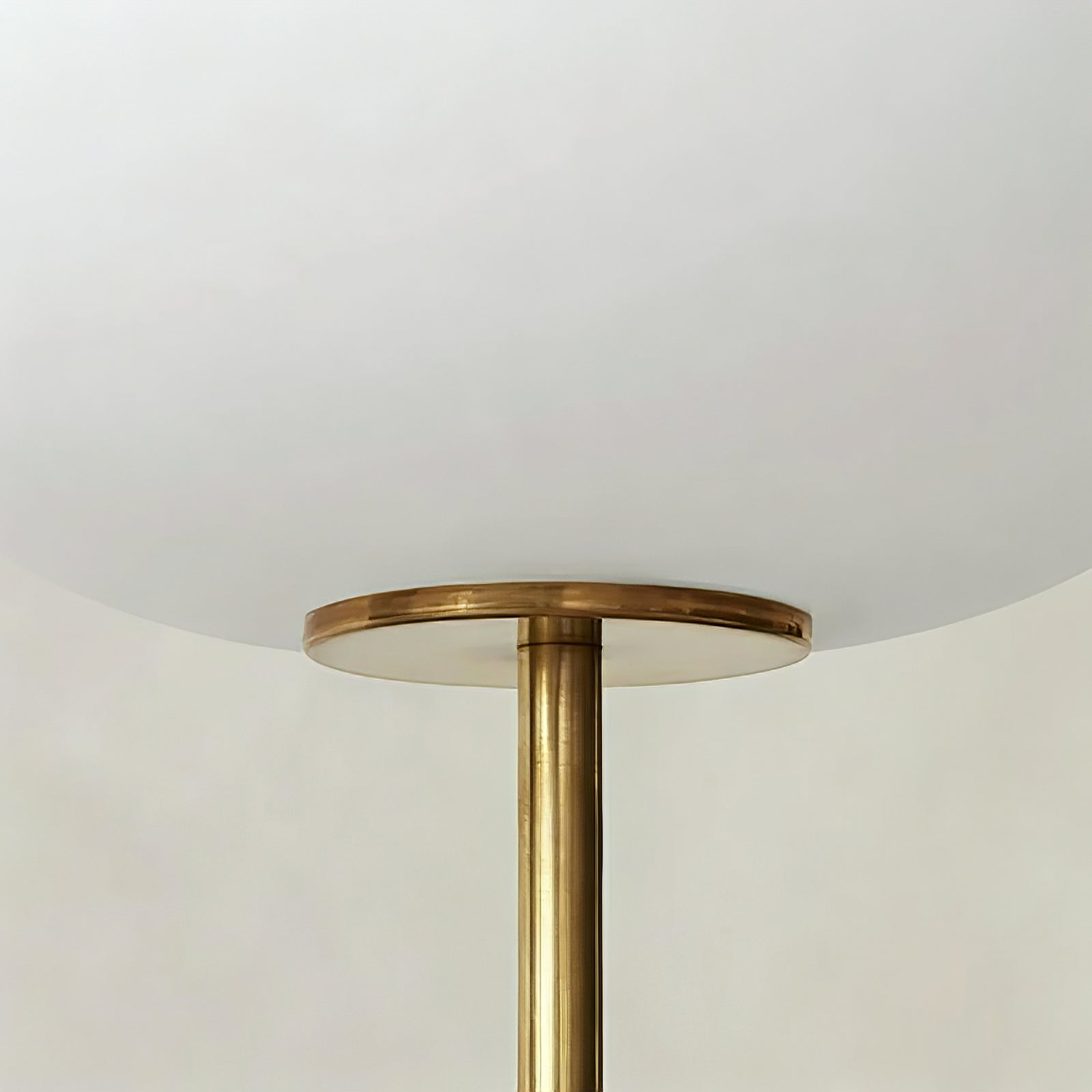 Chic Minimalist Round Marble Floor Light - Gold Brass Metal & Glass Shade Connector Detail | HoaiLamp