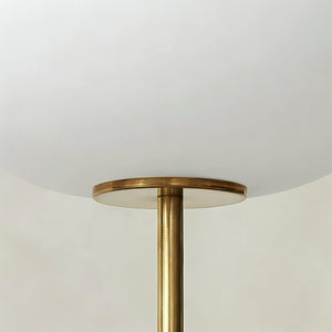 Chic Minimalist Round Marble Floor Light - Gold Brass Metal & Glass Shade Connector Detail | HoaiLamp