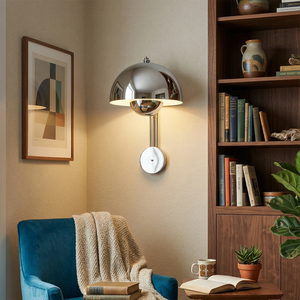 Flower Bud Wall Lamp - Chrome Silver Contemporary Reading Corner Light | HoaiLamp