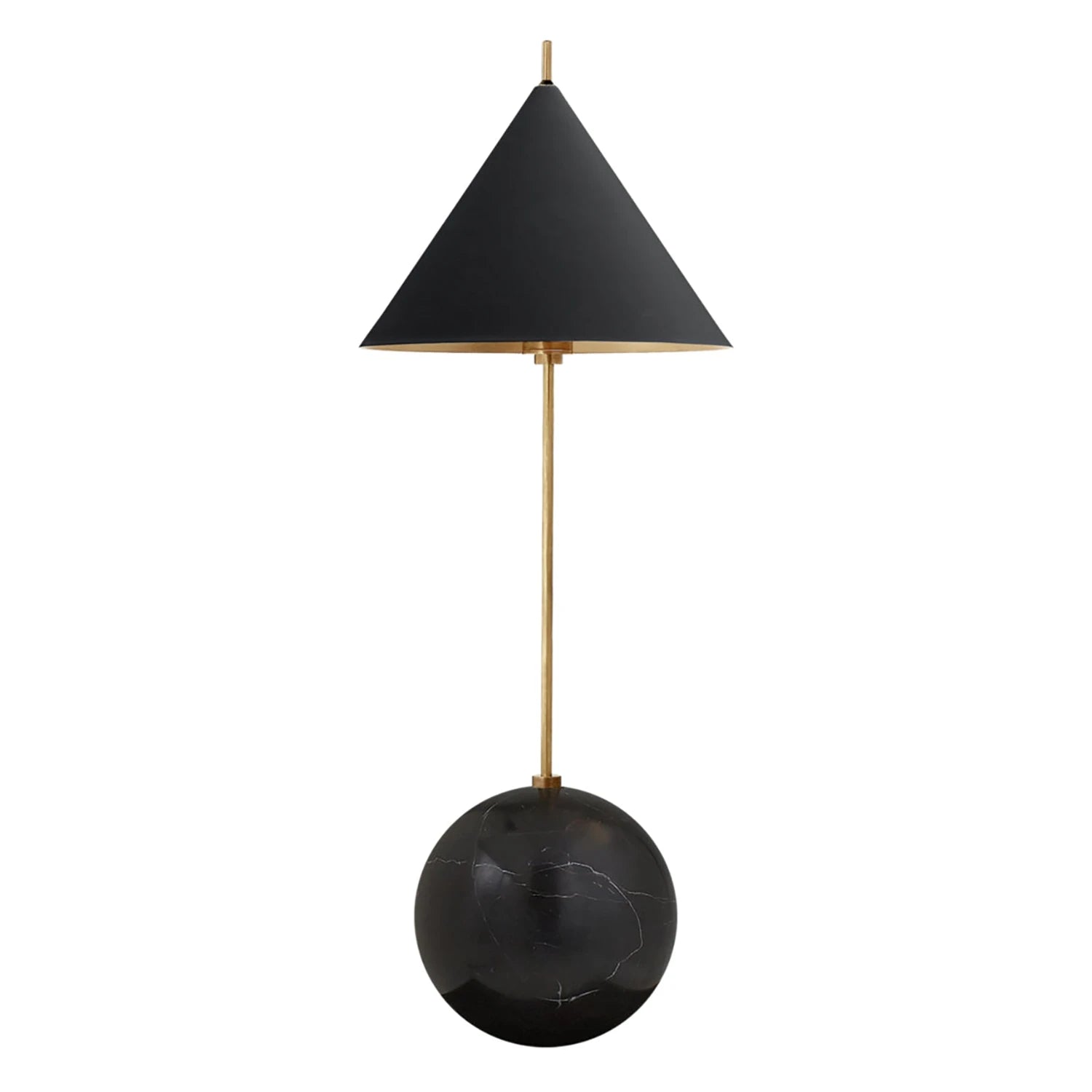Cleon Orb Base Table Lamp - Black Sphere Base & Brass Accents Profile | HoaiLamp